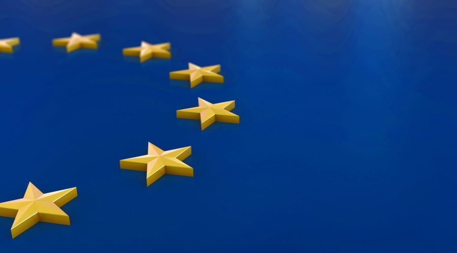 3D European Union flag background.